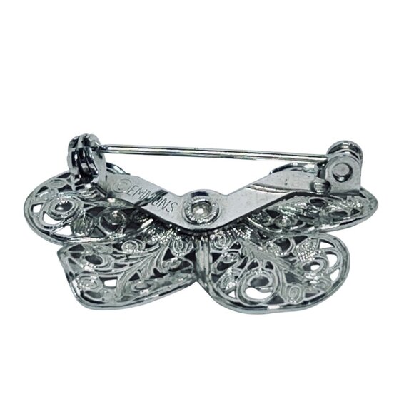 Vintage Emmons Silver Tone Filigree Butterfly Pin Signed (5574) - Picture 8 of 9